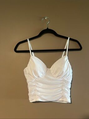 Forever 21 White Ruched Crop Top